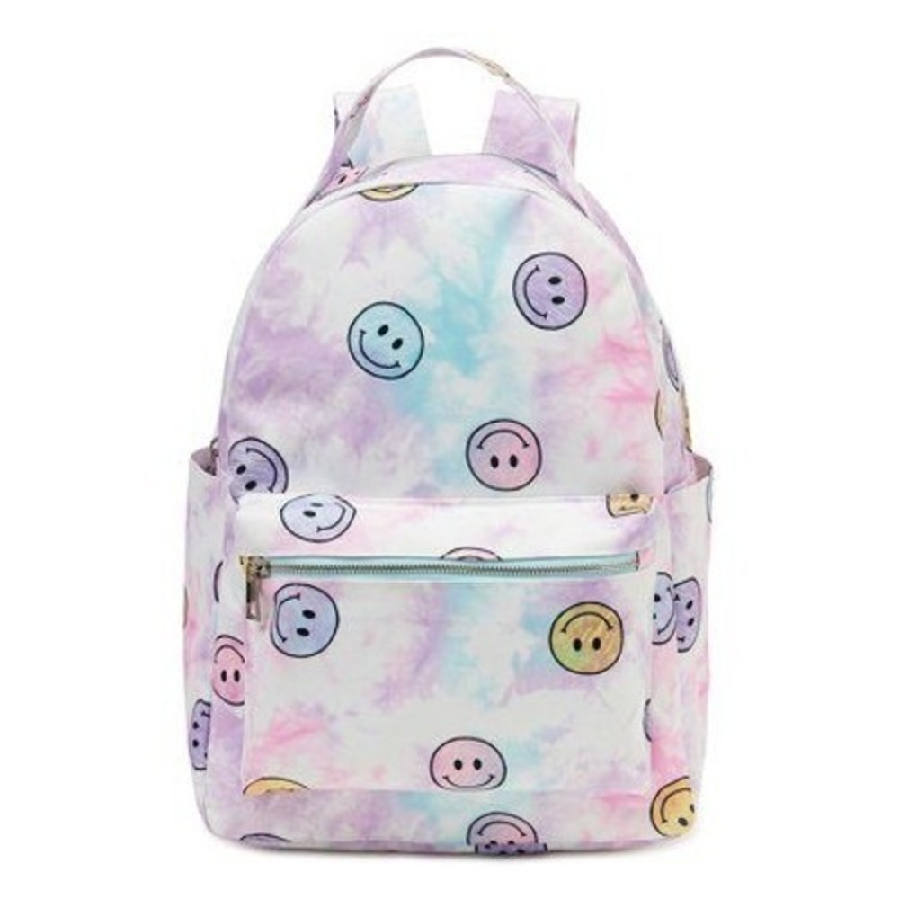 No Boundaries Backpack Womens OS Multicolor NWT Tie Dye Smiley Print Dome Bag